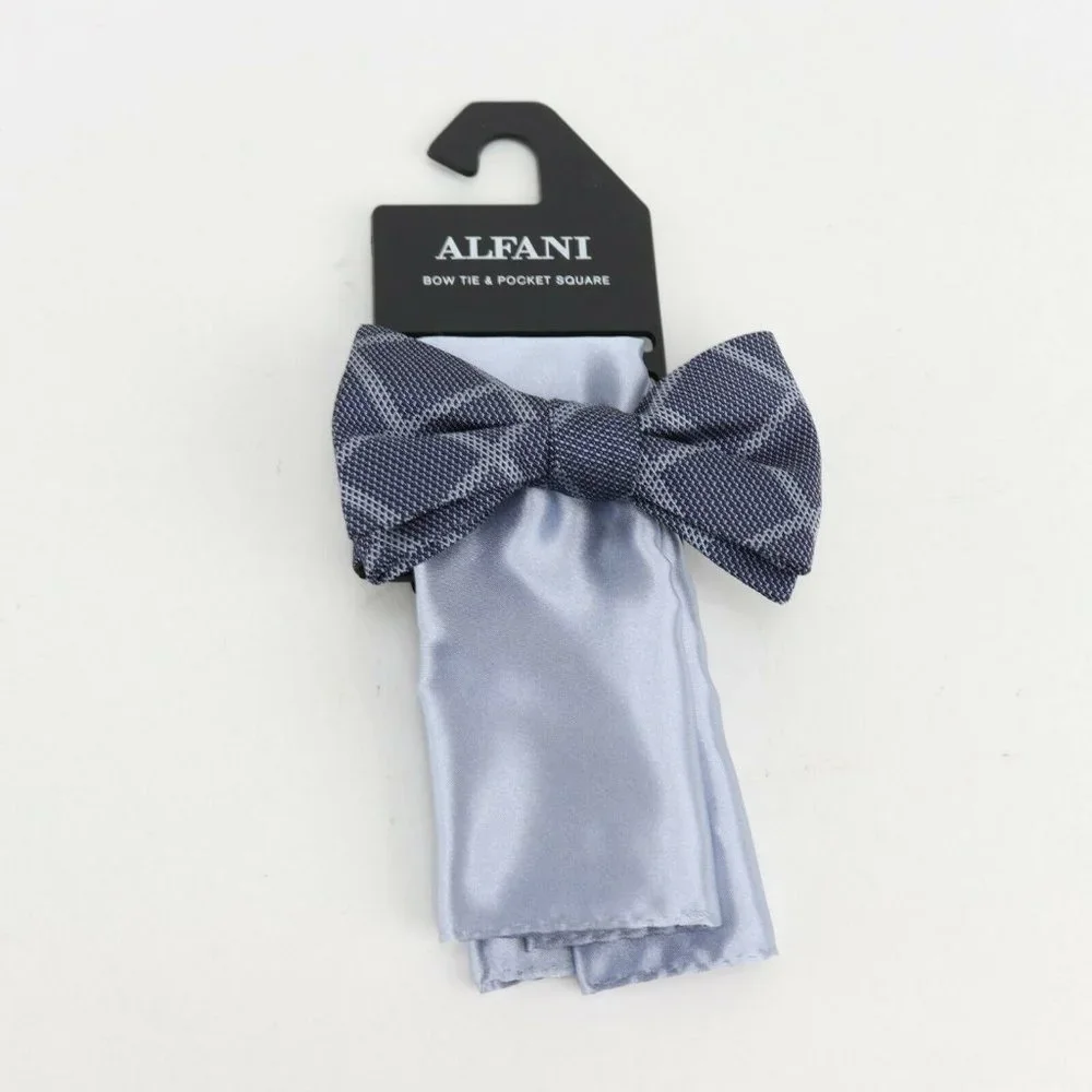 Alfani‎ Mens 2-Pc. Pre-Tied Grid Bow Tie & Solid